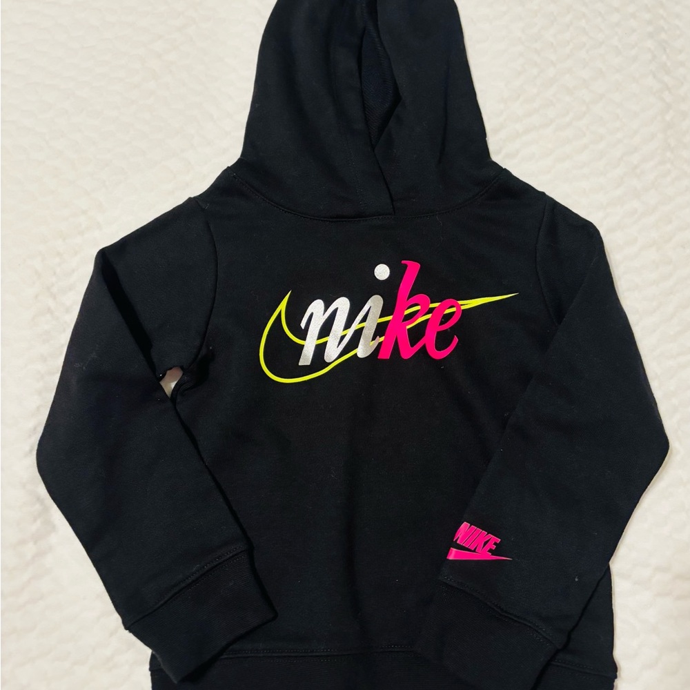 NIKE Kids Black Hoodie with Pink and Yellow size 3/4 XS